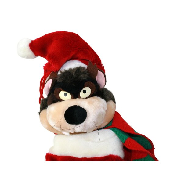 Looney Tunes Taz Plush Head Christmas Stocking 26" Red & White Plush With Scarf - Picture 5 of 6